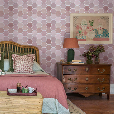 3D Pink Hexagon Peel and Stick Wall Tile