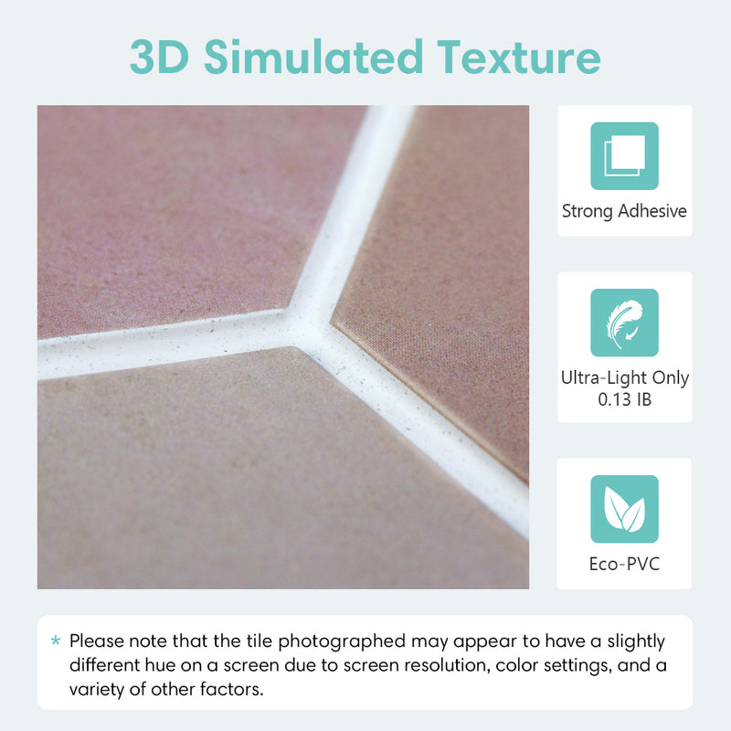 3D Pink Hexagon Peel and Stick Wall Tile