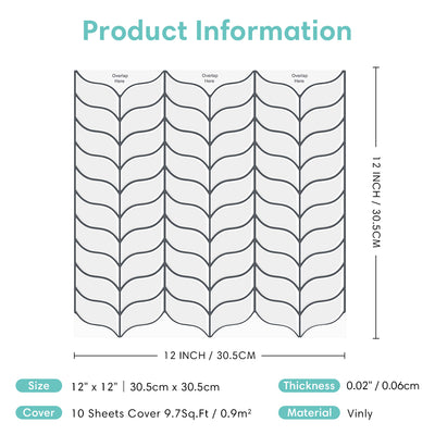 White Leaf Shaped Peel and Stick Backsplash Tile