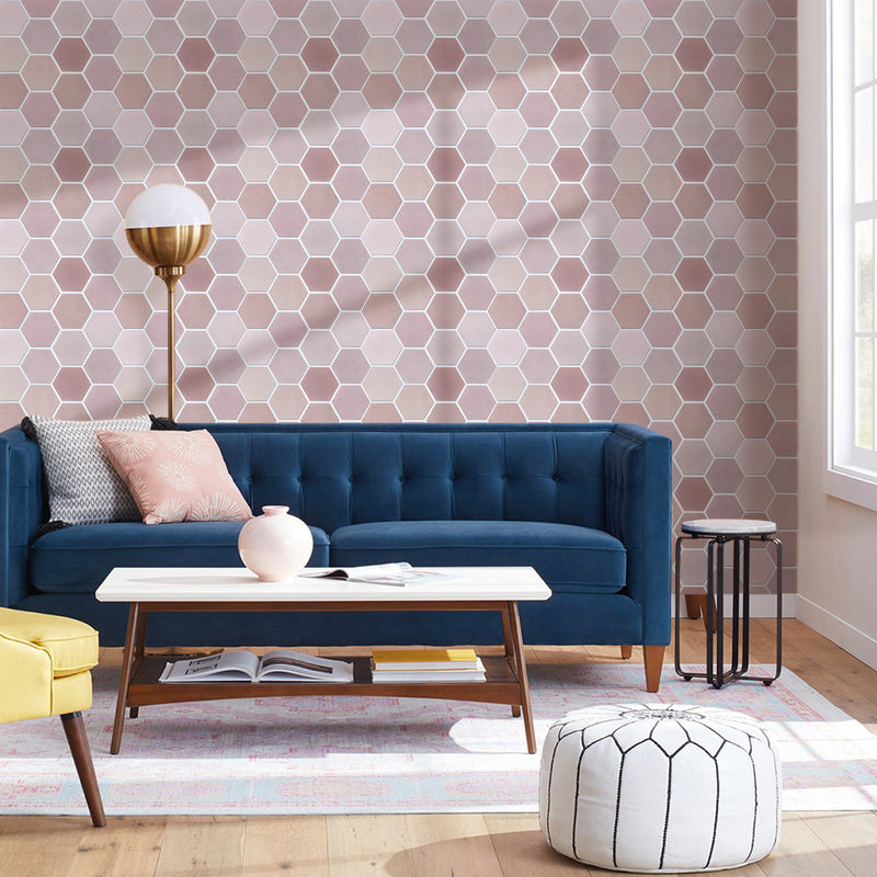 3D Pink Hexagon Peel and Stick Wall Tile