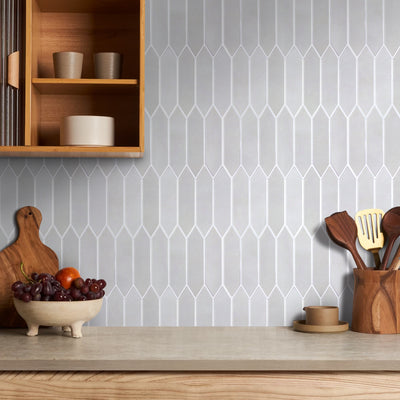 3D Mist Gray Elongated Hexagon Peel and Stick Wall Tile