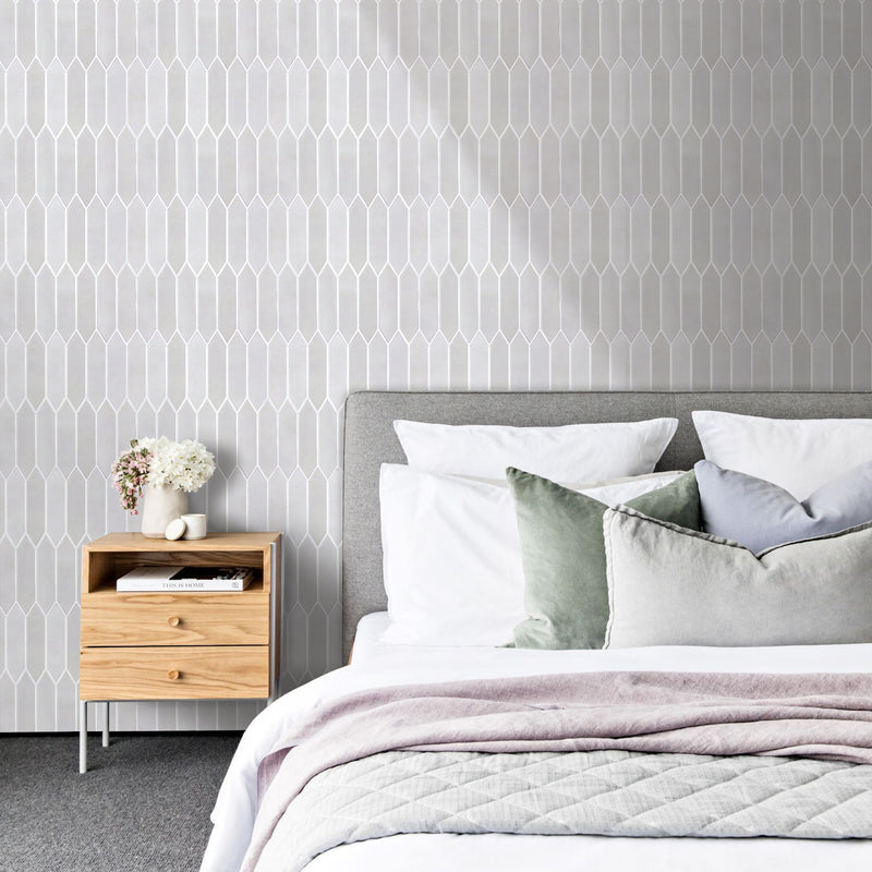 3D Mist Gray Elongated Hexagon Peel and Stick Wall Tile