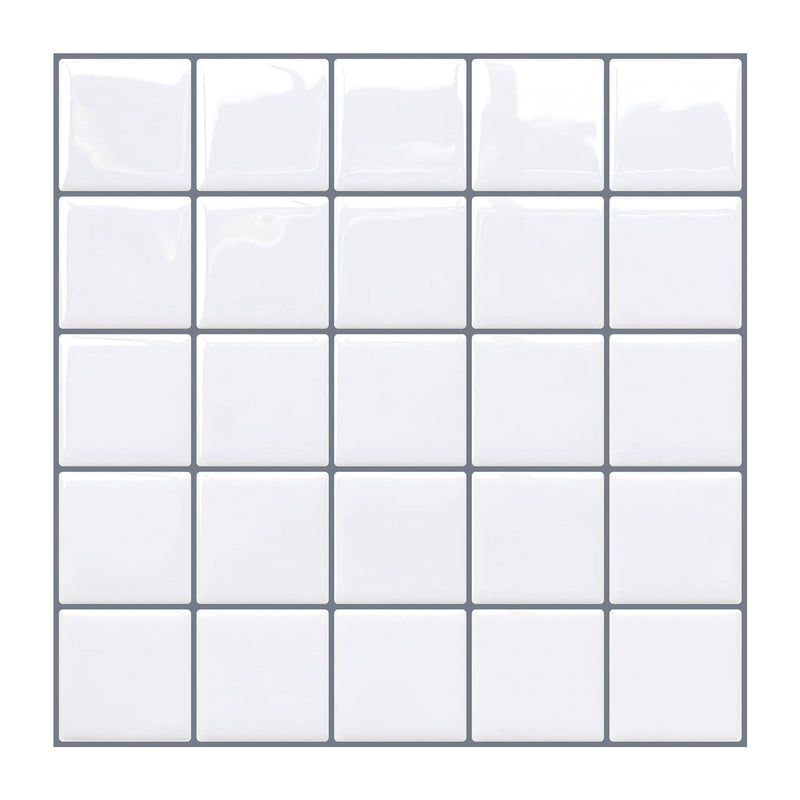 White Square Peel and Stick Backsplash Tile