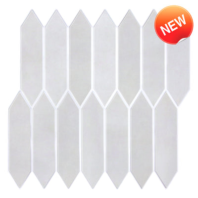 3D Mist Gray Elongated Hexagon Peel and Stick Wall Tile