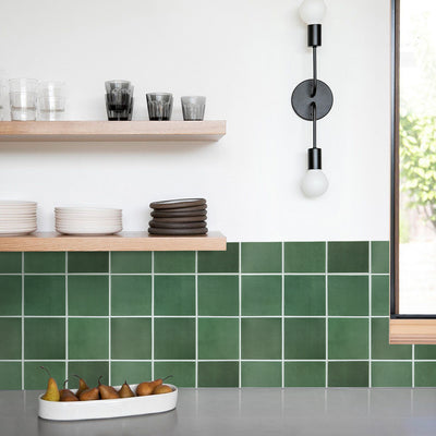 3D Dark Green Square Peel and Stick Wall Tile