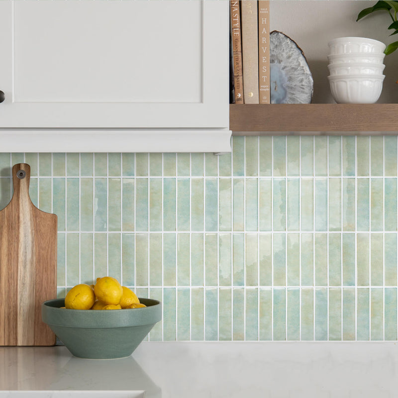 Green Yellow Cream Linear Peel and Stick Backsplash Tile