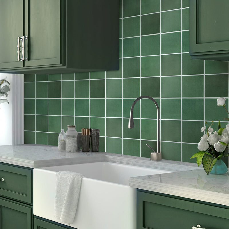 3D Dark Green Square Peel and Stick Wall Tile