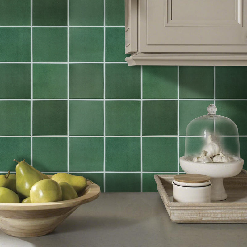 3D Dark Green Square Peel and Stick Wall Tile