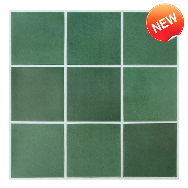 3D Dark Green Square Peel and Stick Wall Tile