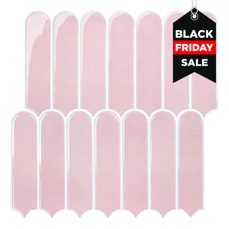 Azulejos autoadhesivos para salpicadero con diseño de escamas de pez en color rosa ruborizado - Diseño más grueso