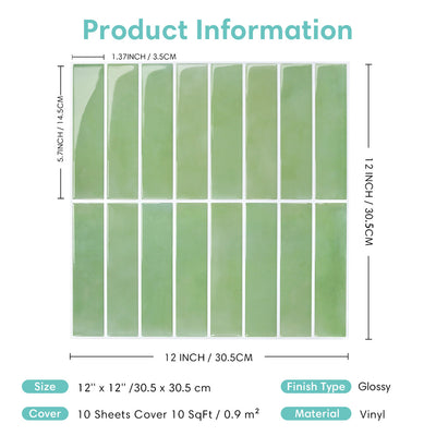 Sage Green Linear Peel and Stick Backsplash Tile