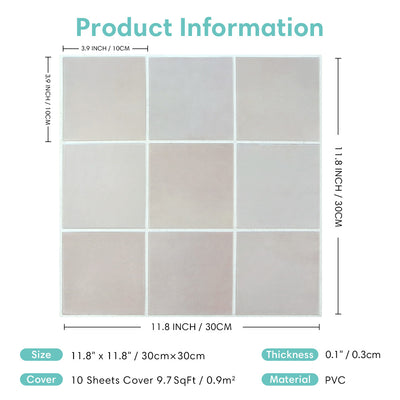 3D Greyish Pink Square Peel and Stick Wall Tile