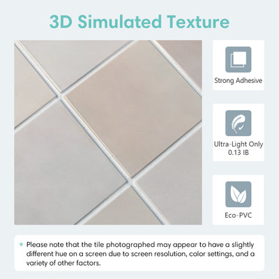 3D Greyish Pink Square Peel and Stick Wall Tile