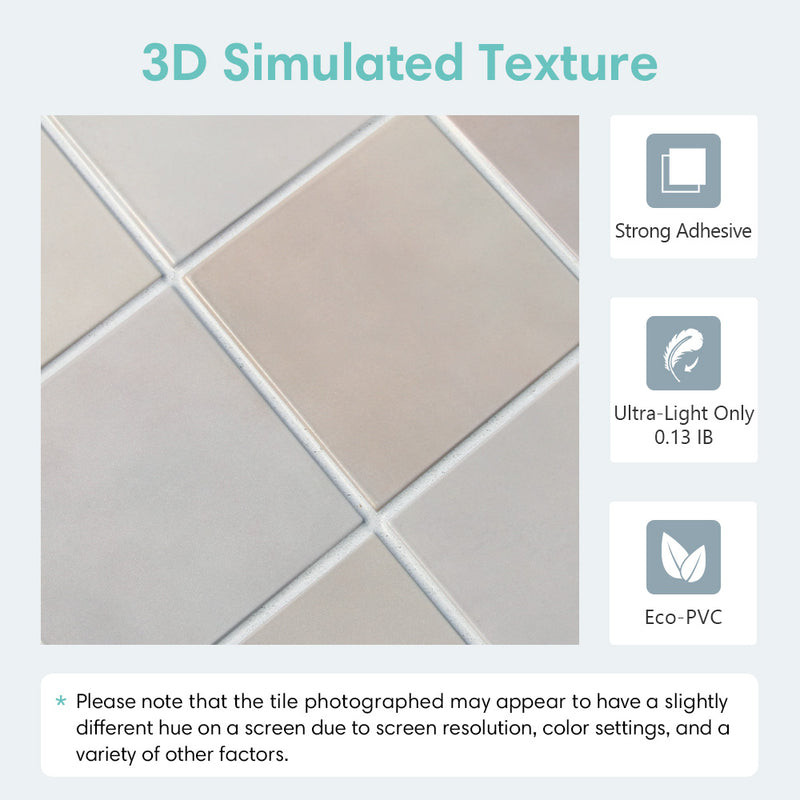 3D Greyish Pink Square Peel and Stick Wall Tile