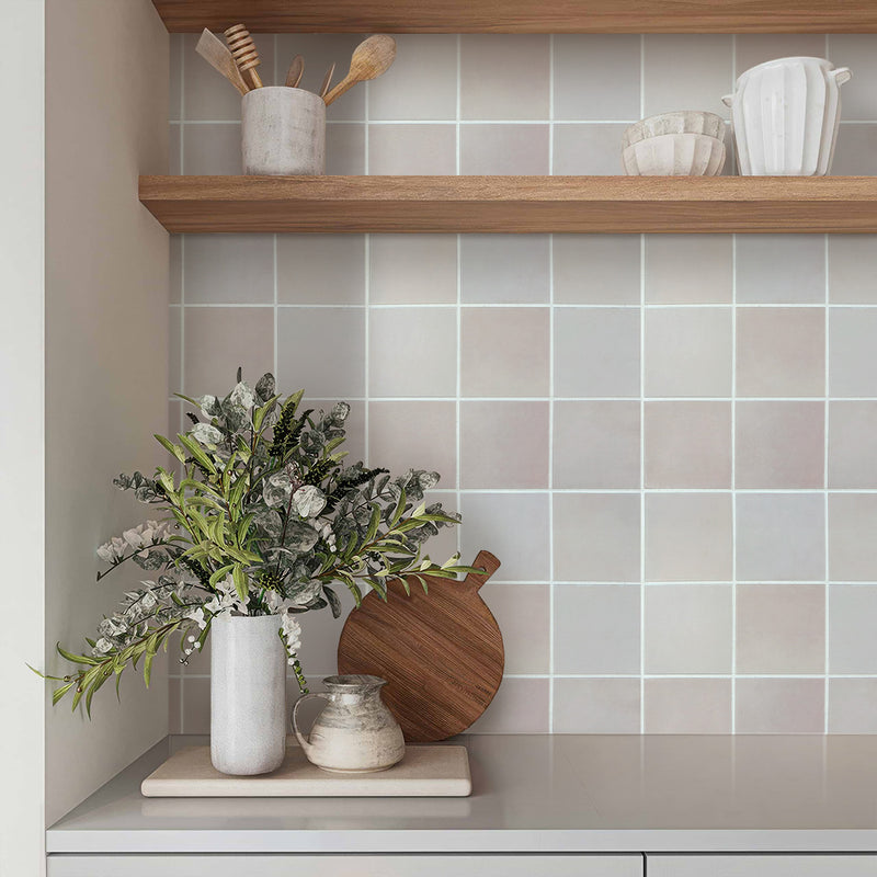 3D Greyish Pink Square Peel and Stick Wall Tile