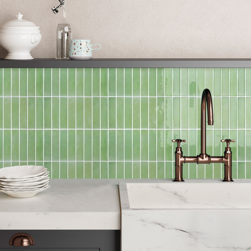 Sage Green Linear Peel and Stick Backsplash Tile