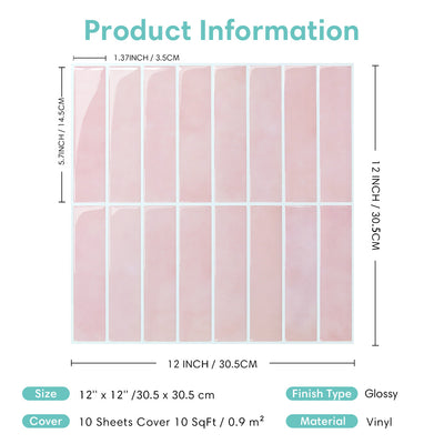 Pink Linear Peel and Stick Backsplash Tile