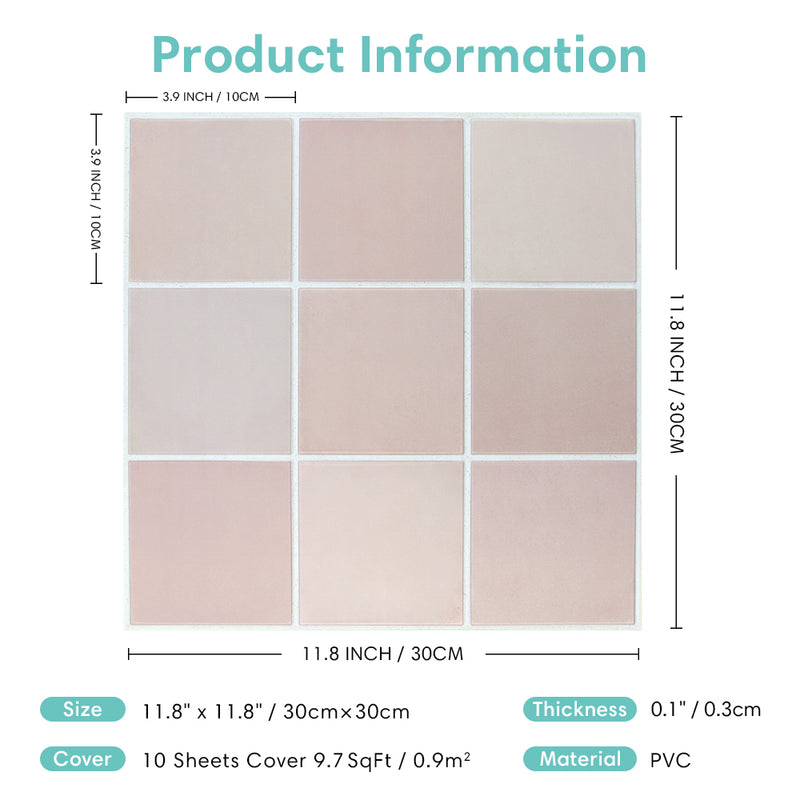 3D Dusty Rose Pink Square Peel and Stick Wall Tile