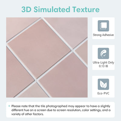 3D Dusty Rose Pink Square Peel and Stick Wall Tile