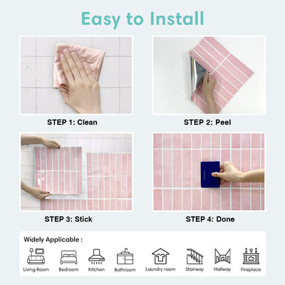 Pink Linear Peel and Stick Backsplash Tile