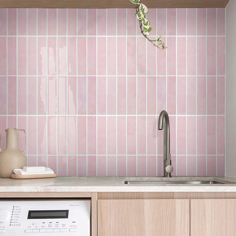 Pink Linear Peel and Stick Backsplash Tile