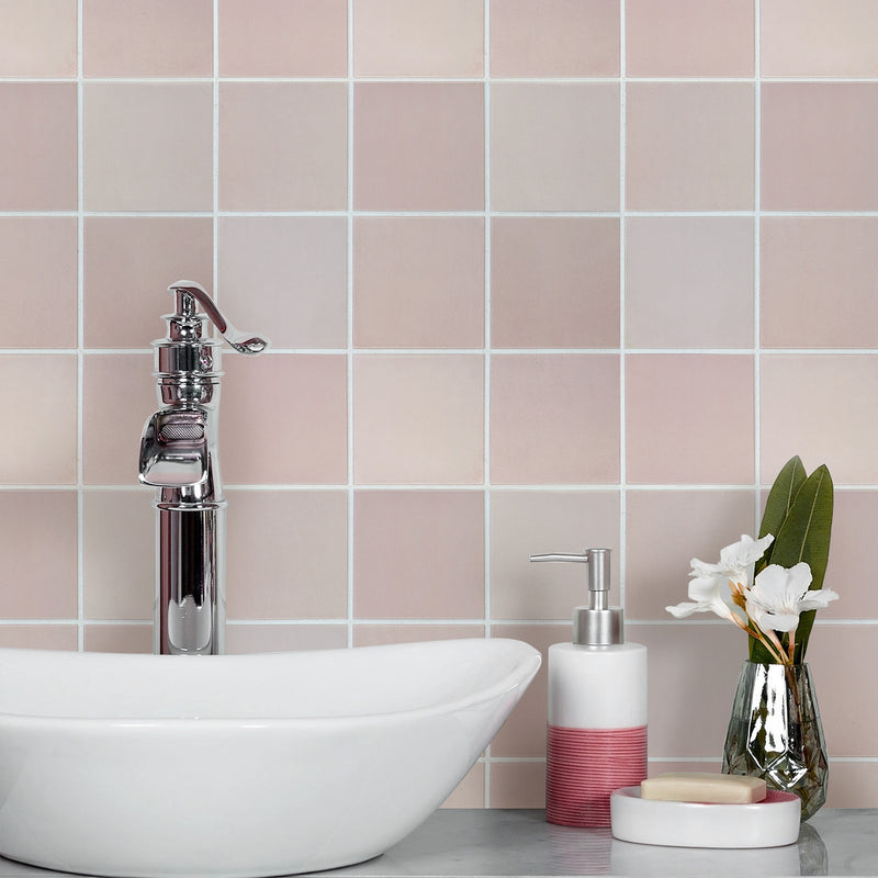 3D Dusty Rose Pink Square Peel and Stick Wall Tile