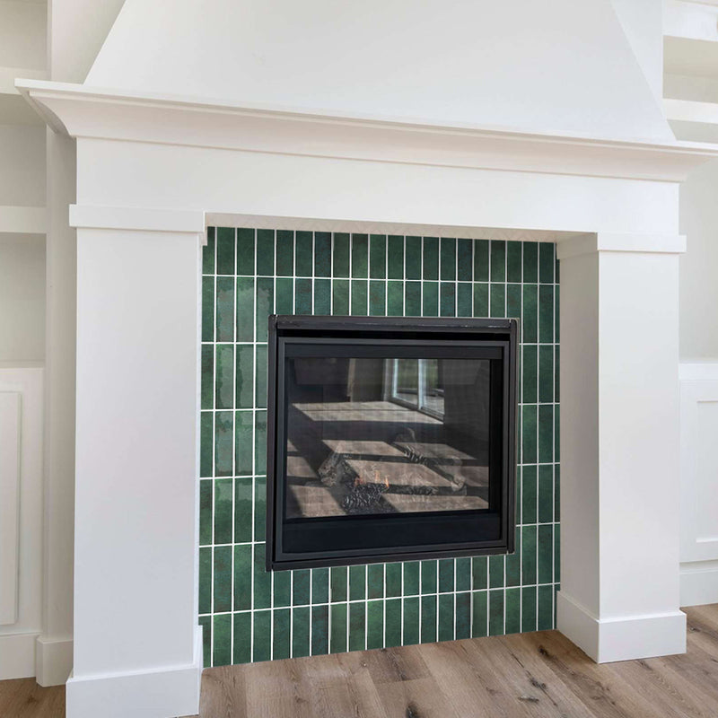 Forest Green Linear Peel and Stick Backsplash Tile