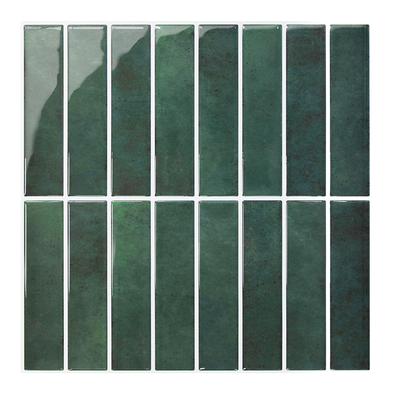 Forest Green Linear Peel and Stick Backsplash Tile