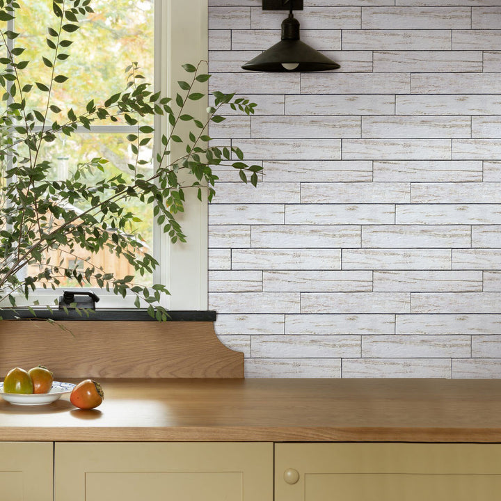 3D White Shiplap Wood Peel and Stick Wall Tile – Commomy