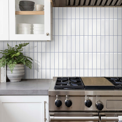 White Gray Linear Peel and Stick Backsplash Tile