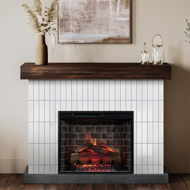 White Gray Linear Peel and Stick Backsplash Tile