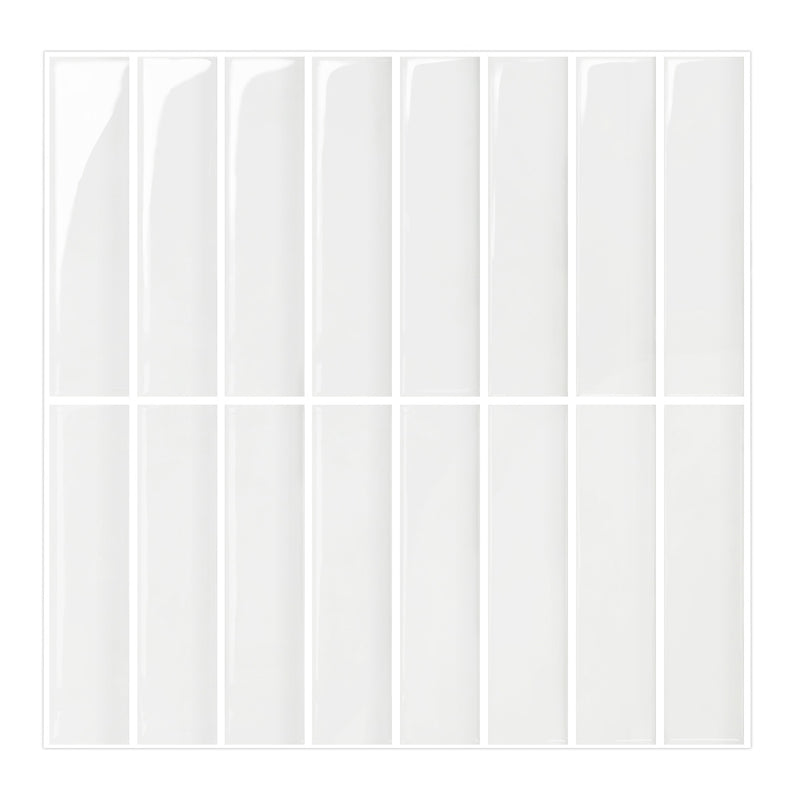 White Linear Peel and Stick Backsplash Tile