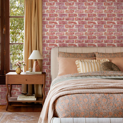 Azulejo de pared despegable y adherible con diseño rústico de ladrillo rojo antiguo en 3D