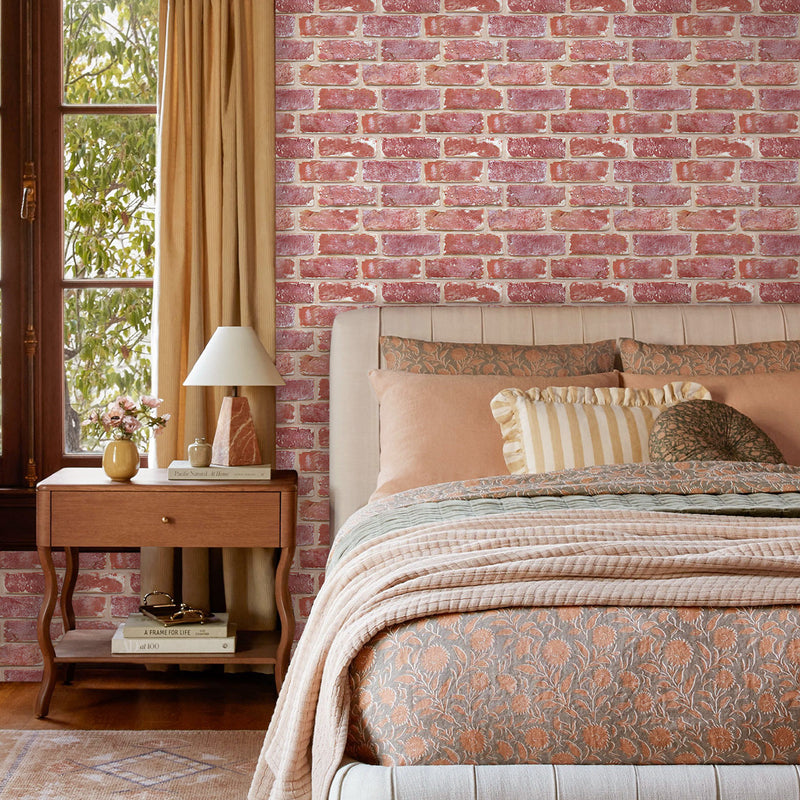 Azulejo de pared despegable y adherible con diseño rústico de ladrillo rojo antiguo en 3D