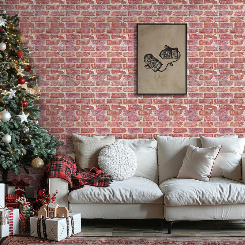 Azulejo de pared despegable y adherible con diseño rústico de ladrillo rojo antiguo en 3D