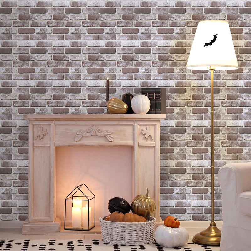 3D Mocha Whitewash Brick Peel and Stick Wall Tile