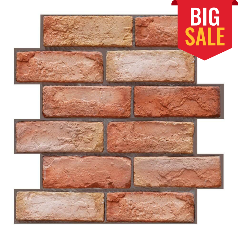 3D Red Brick Texture Peel and Stick Wall Tile