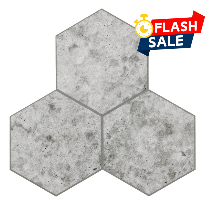 Grey Hexagon Peel and Stick Vinyl Floor Tile Sticker