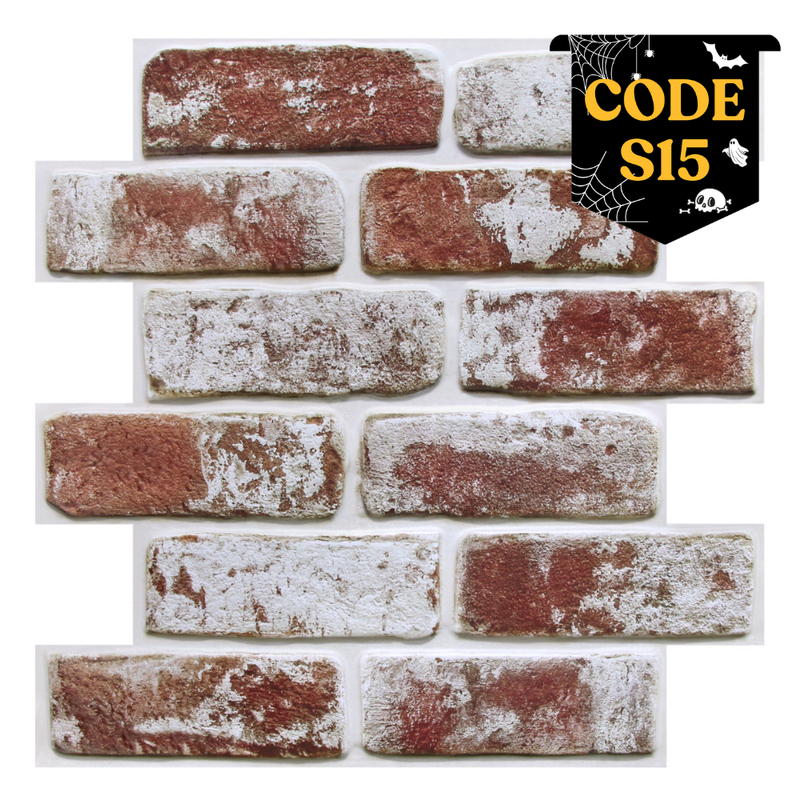 3D Vintage Red Whitewash Brick Peel and Stick Wall Tile