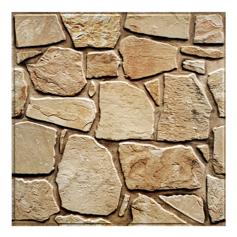 3D Brown Fieldstone Peel and Stick Wall Tile