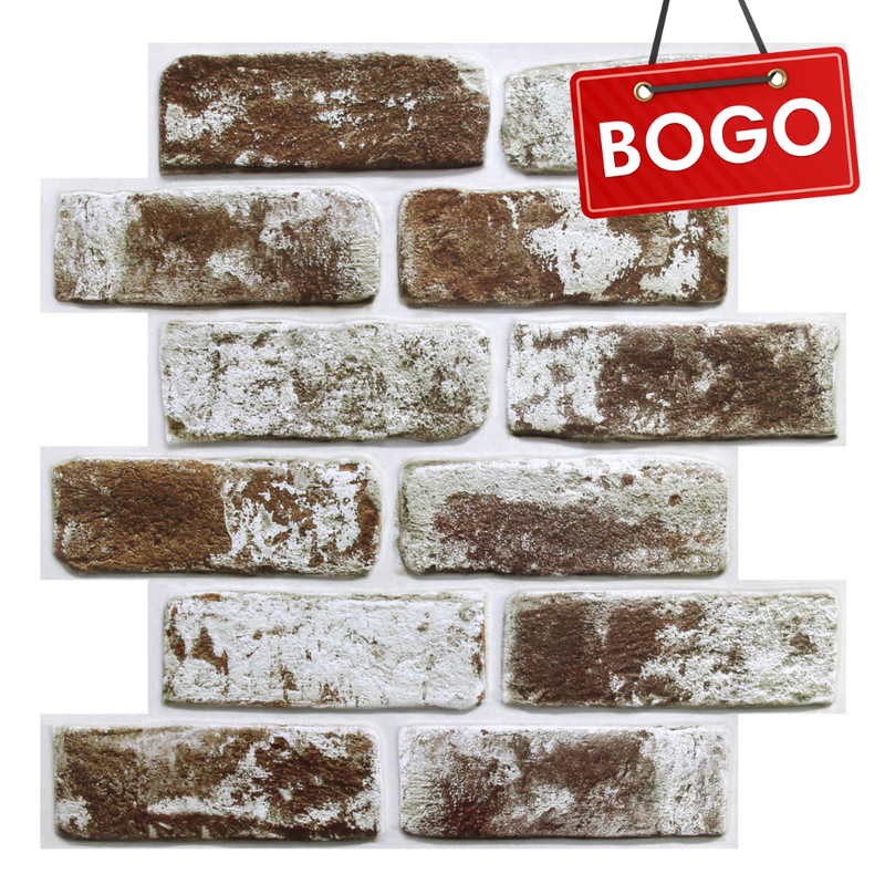 3D Coffee Brown Whitewash Brick Peel and Stick Wall Tile