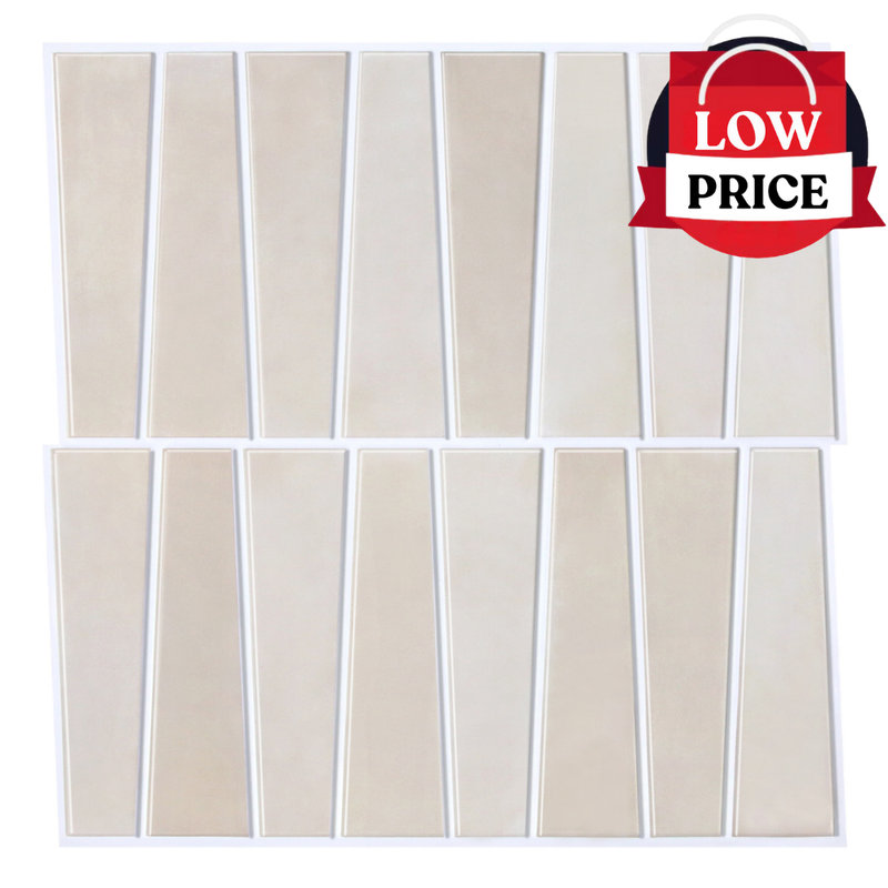 3D Trapezoid Cream Peel and Stick Wall Tile