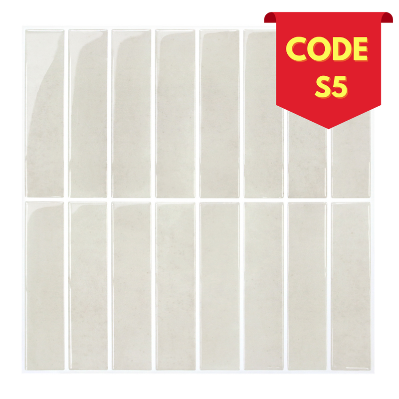 Beige Cream Color Linear Peel and Stick Backsplash Tile