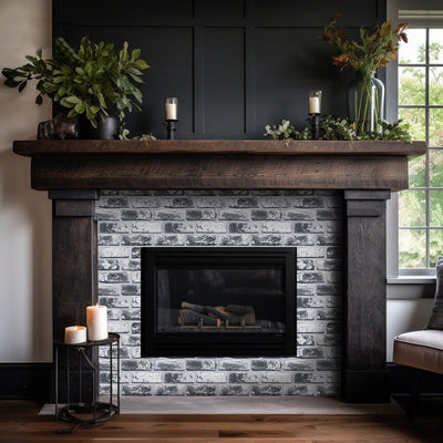 3D Dark Gray Whitewash Brick Peel and Stick Wall Tile