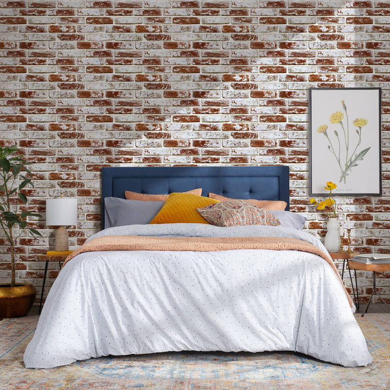 3D Red Whitewash Brick Wall Panels Peel and Stick -Large Size