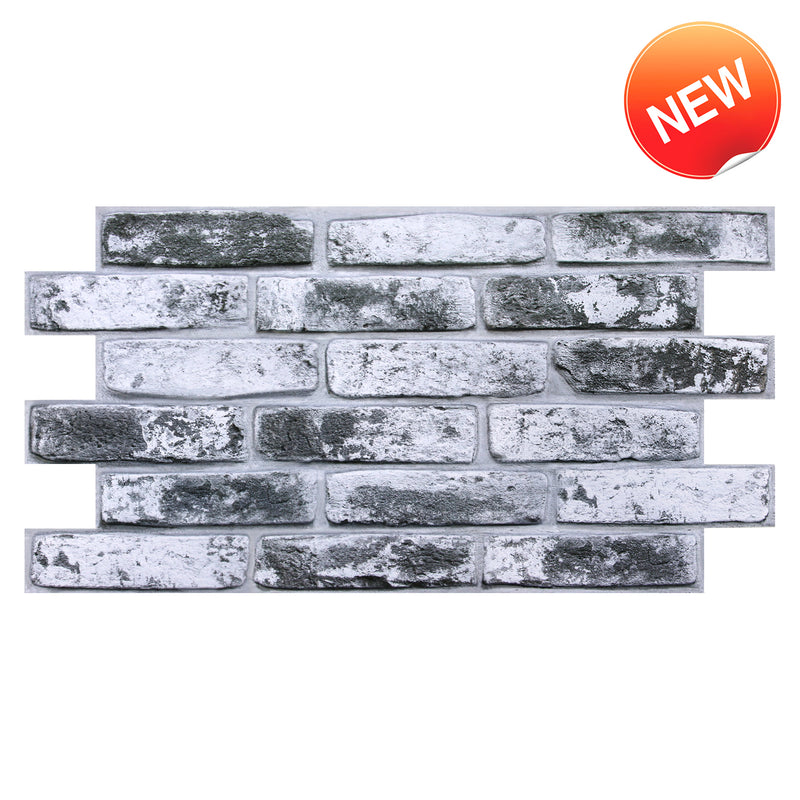3D Gray Whitewash Brick Wall Panels Peel and Stick -Large Size