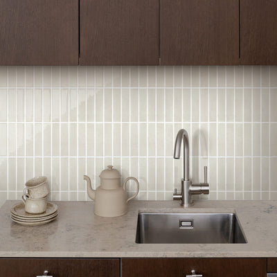 Beige Cream Color Linear Peel and Stick Backsplash Tile