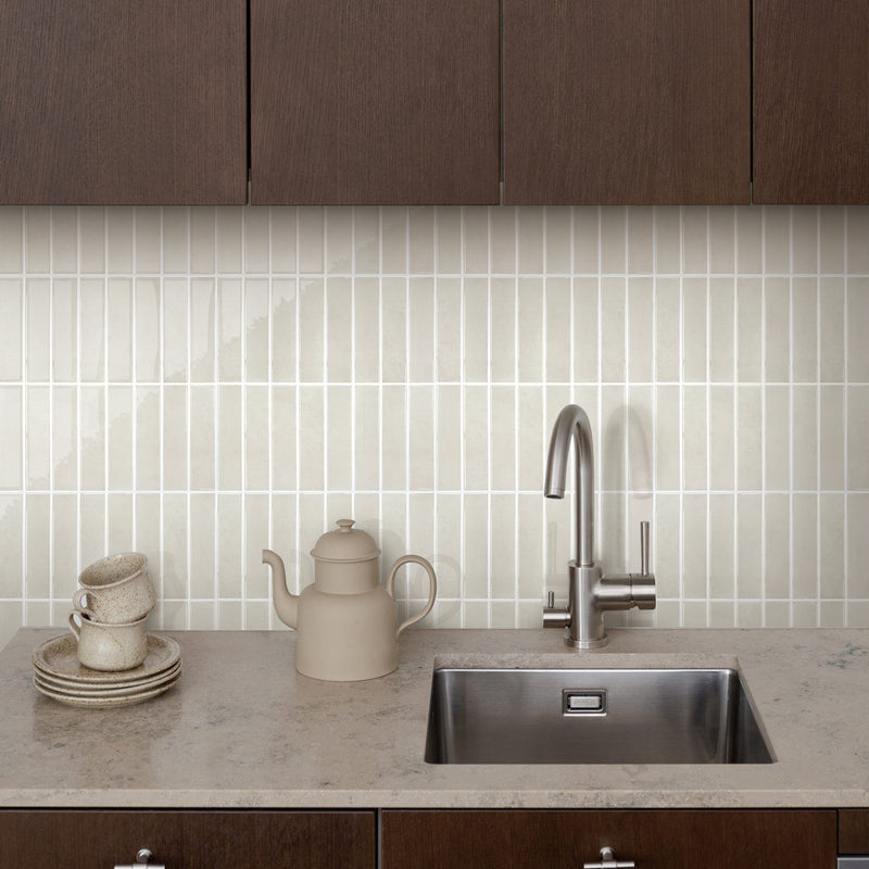 Beige Cream Color Linear Peel and Stick Backsplash Tile