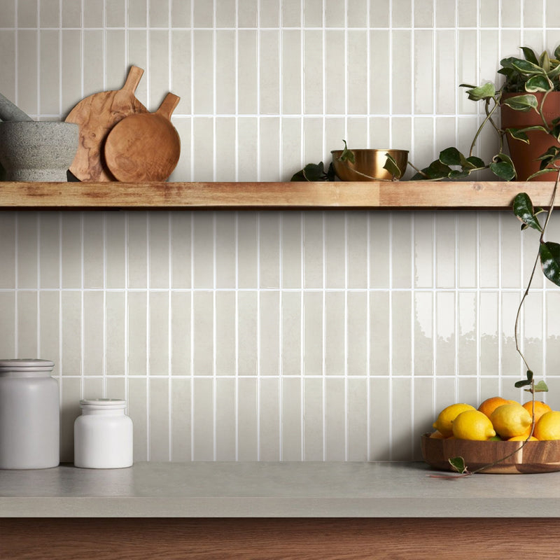 Beige Cream Color Linear Peel and Stick Backsplash Tile