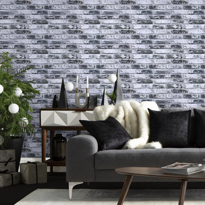 3D Gray Whitewash Brick Wall Panels Peel and Stick -Large Size